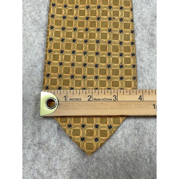 Britches of Georgetowne Geometric Silk Tie Vintage Gold Necktie - Picture 3 of 7